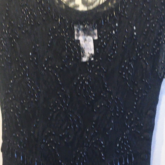 Vintage Gothic Beaded Lace Black Maxi Dress. Medium - Picture 3 of 14